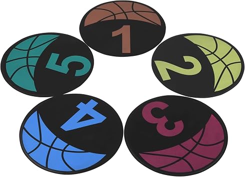 10 PCS Basketball Spot Markers, Multi-Colored Anti-Slip Sports Training Markers, 9 Inches Basketball Training Markers, Round Flat Floor Markers with Number Dots for Teaching & Training