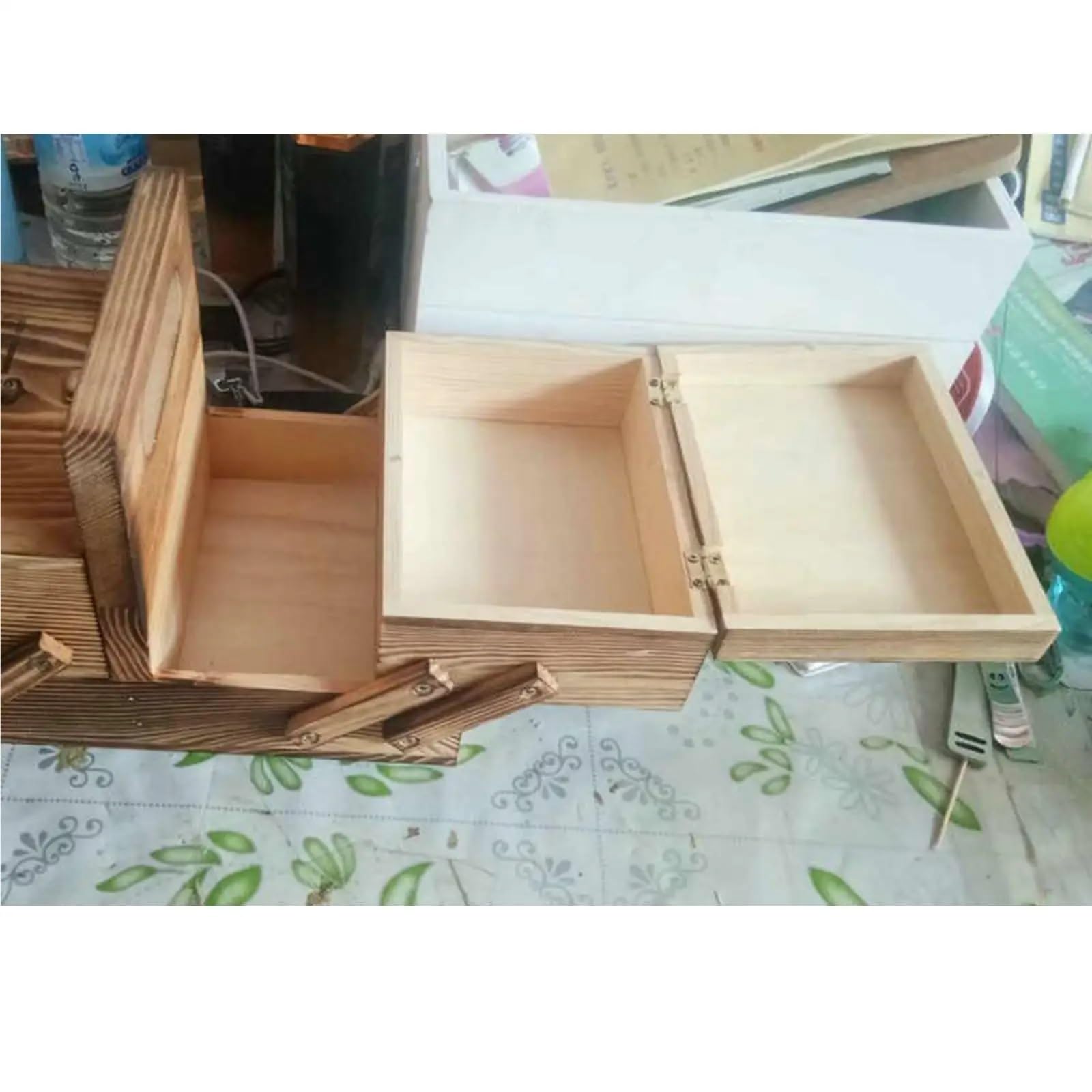 Cestini da cucito Scatola pieghevole in legno Forbici Accessori Organizer for cestini cucire for la casa(Red)