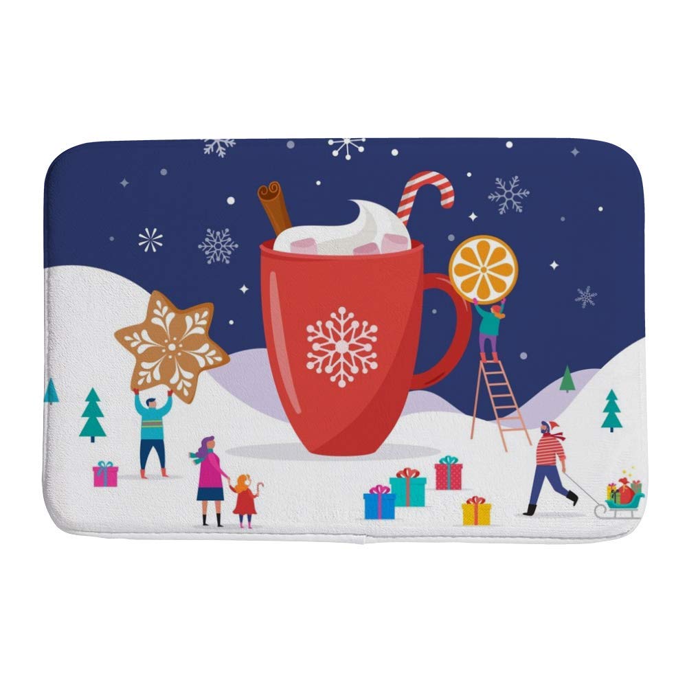 Tapis de salle de bain ski en velours de corail CHEHONG 36x61 cm