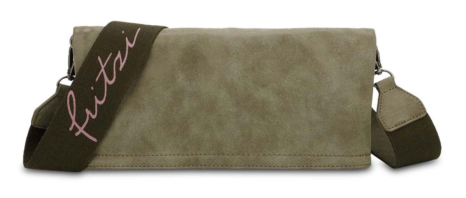 Fritzi Ronja Cross Vintage Crossbody Kunstleder Damen Umhängetasche Handtasche Festival City vegan Vintage-Waschung 15 x 29 x 3 cm – Schwarz, Rosa, Braun, Grün, Grau, Beige, Pink, Blau