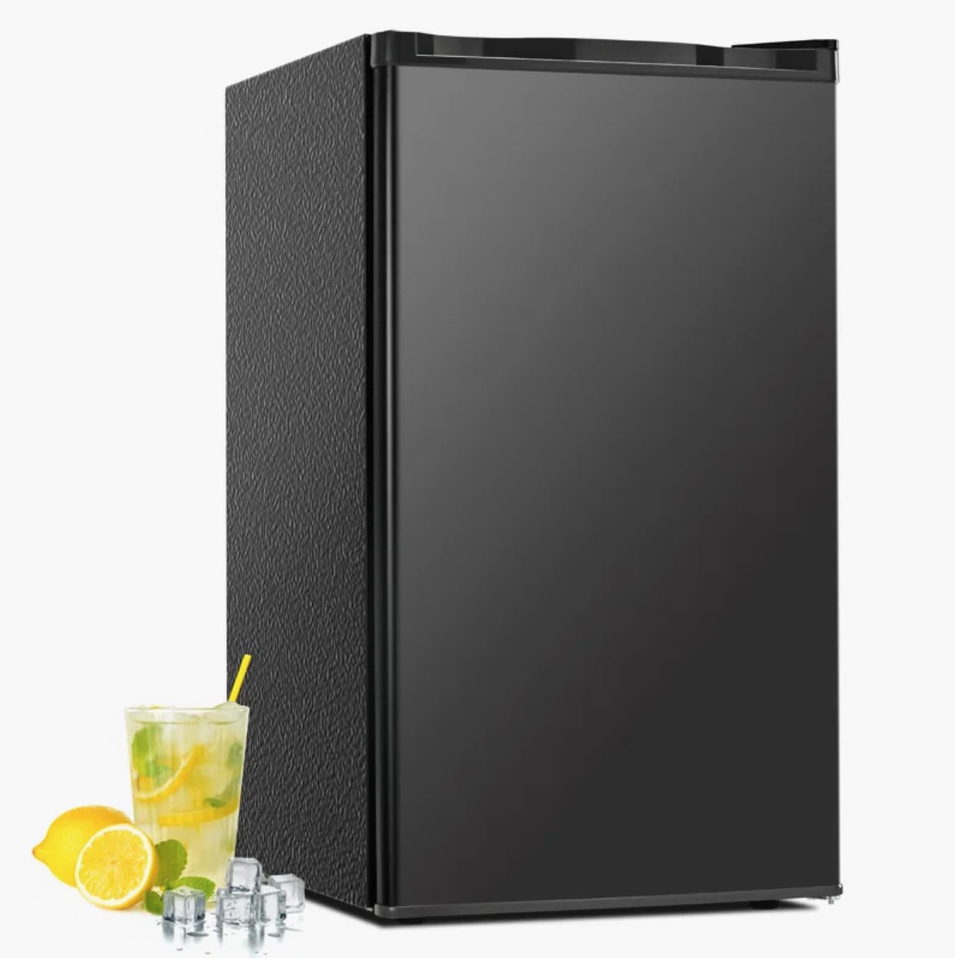 DSF Mini Fridge with Freezer 3.2 cu.ft Super Quiet(Holds 120 cans), Reversible Door and Thermostat Adjustable for Dorm, Playroom, Apartment, Black (MPBFR321)