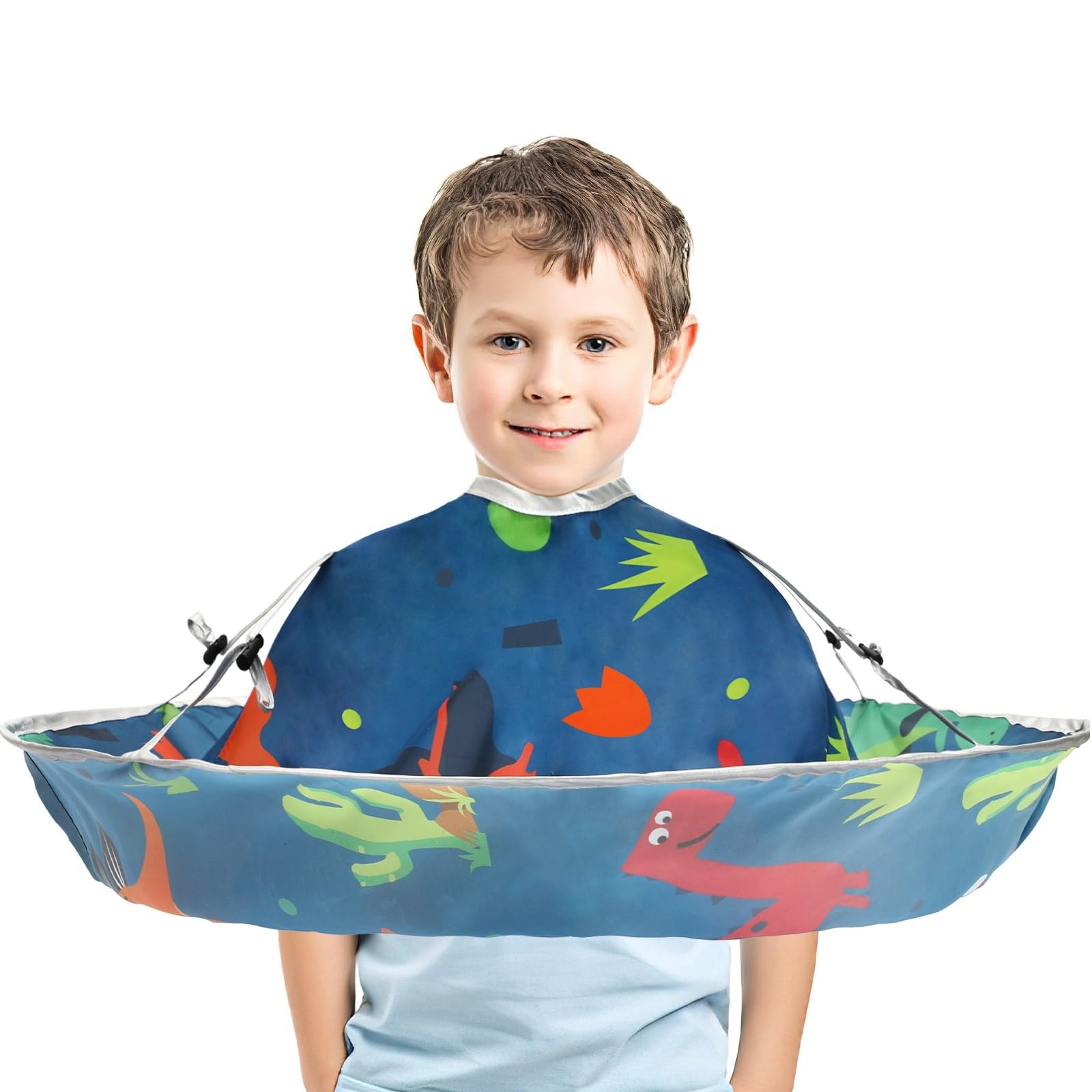 FEBSNOW Kids Hair Cutting Cape, Cartoon Prints Adjustable Haircut Cape Umbrella for Kids Adults Home Salon Barber Supplies-image-39