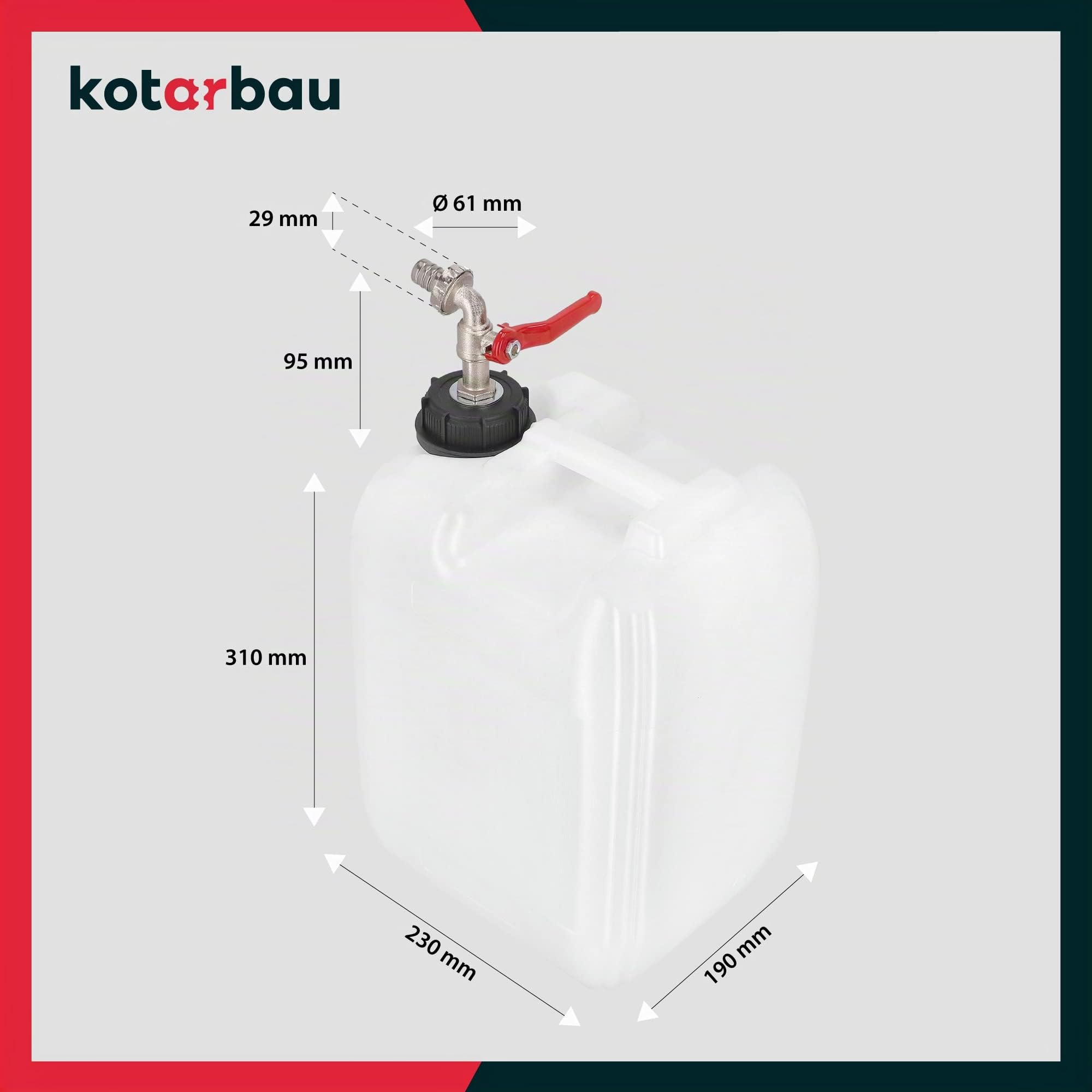 KOTARBAU® Serbatoio per acqua 10 litri Tanica con rubinetto in metallo, Plastica Bianca, Impermeabile, Igienico, Serbatoio per acqua potabile, Accessori per campeggio di sopravvivenza