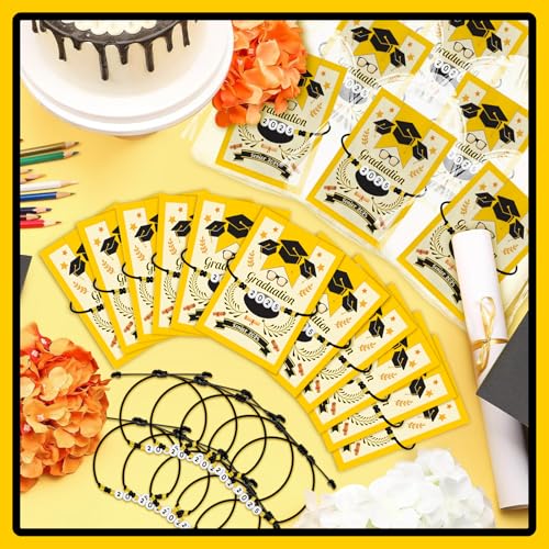 Image of 36 Set 2025 Graduation Bracelet include 36 Adjustable Bracelet 36 Graduation Card Graduation Party Favors Gifts Class of 2025 for Guests Classmates Graduation Senior High School Decorative Accessories