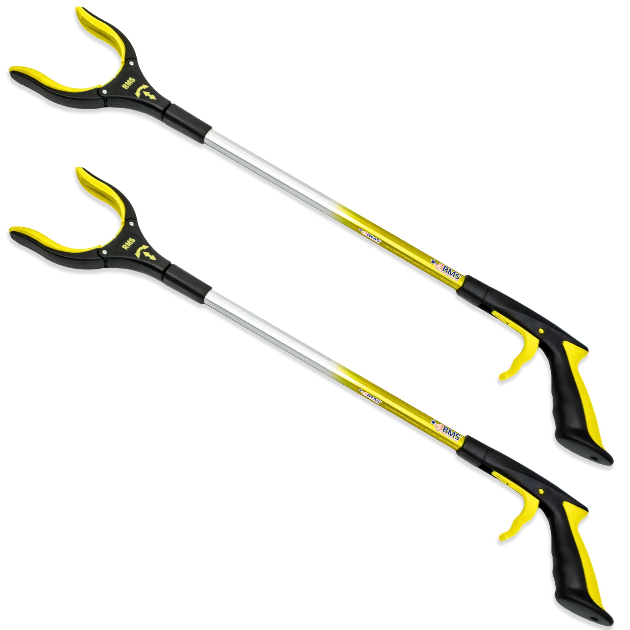 Sponsored Ad - RMS 2-Pack 32 Inch Extra Long Grabber Reacher with Rotating Jaw - Mobility Aid Reaching Assist Tool (Yellow)