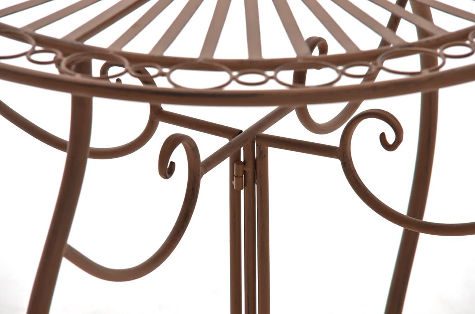 CLP Set da Giardino Indra Tavolo + 2 Sedie - Set Esterno Tavolo e Sedie Pieghevoli in Ferro Stile Vintage – Set Balcone Stile Shabby Tavolo Outdoor Rotondo Marrone Antico