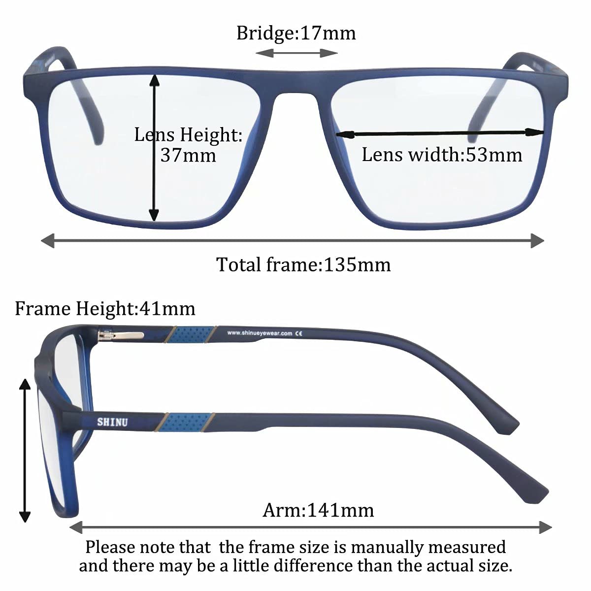 SHINU Multifokus Progressiv Multifokal Lesebrille Pro Damen und Herren Leicht Blaulichtblockierung Rechner 3 Kraefte In 1 Keine Zeilenleser-MF051