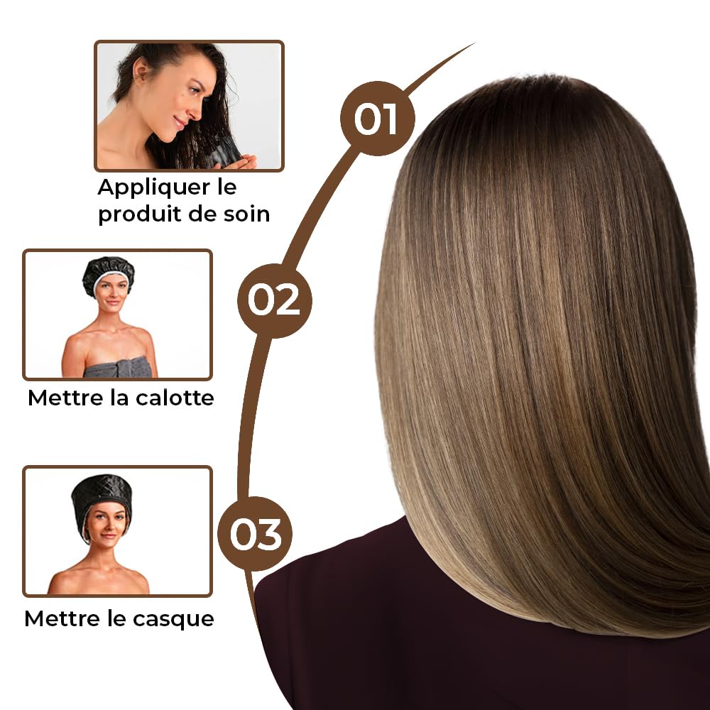 TAGUY | Casque chauffant cheveux | Gagnez du temps et prenez soin de vos cheveux n’importe où | Bonnet chauffant cheveux | Vos soins capillaires à la maison comme en voyage | Garantie 30 jours