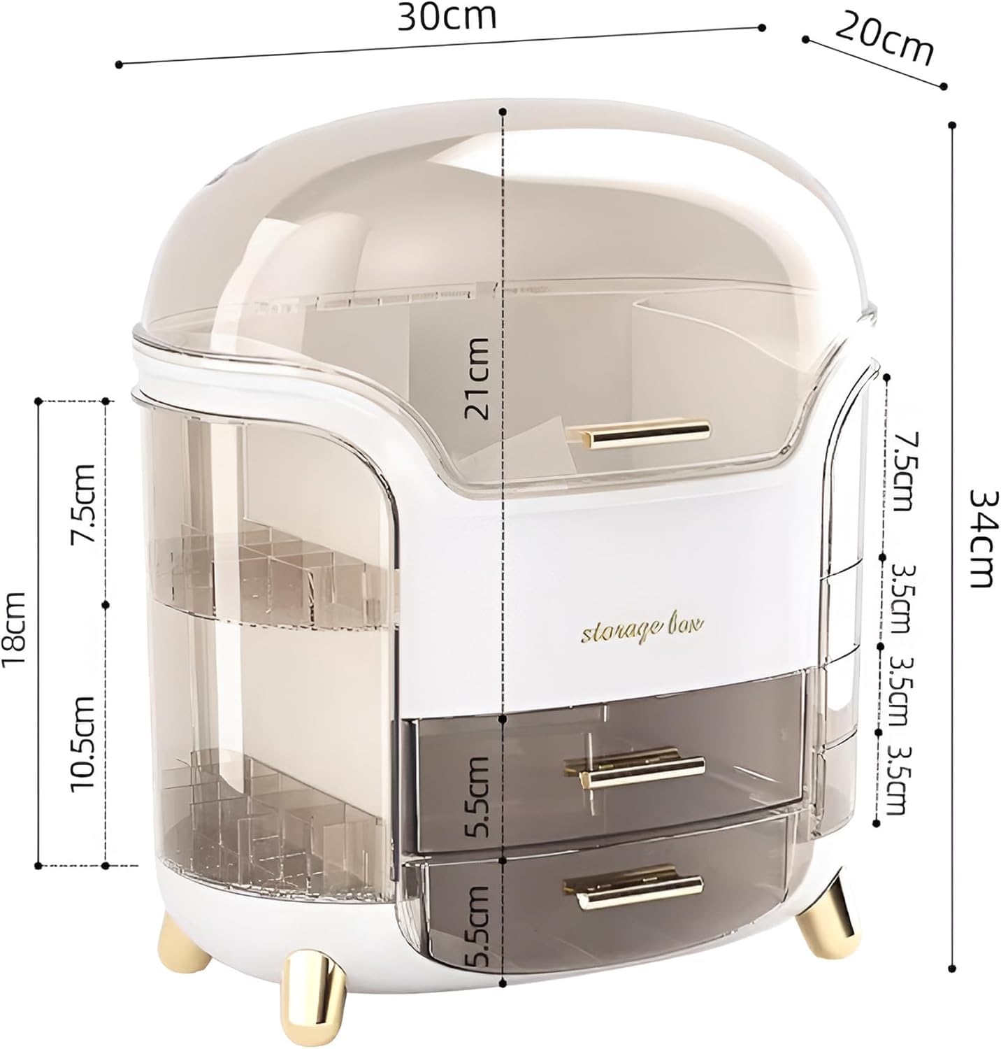 Kousee Schminktisch Organizer, Kosmetik Organizer mit Schubladen,Große Make-up Aufbewahrung & Skincare Organizer, Staubdichte Acryl Aufbewahrungsbox für Schminktisch, Bad & Vanity