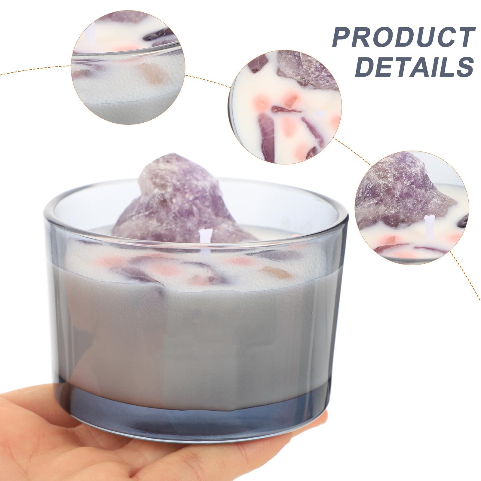 Vela Aromática Decorativa de Vidrio Cera Natural y Cristal | Púrpura, Portátil y Ligera, para Salón E Interior, Detalle para Amigos, Uso Sencillo