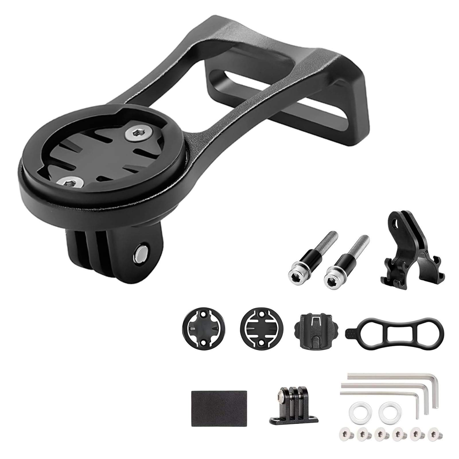Uchwyt rowerowy do Garmin, stop aluminium, regulowany uchwyt na komputer rowerowy, uchwyt do roweru wyścigowego, zestaw kompatybilny z Edge Bryton Cateye (czarny)