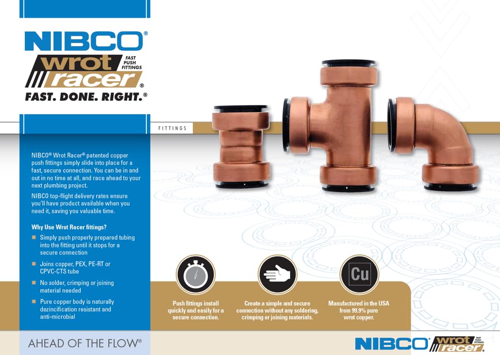 Image of NIBCO Fig No P604, 3 /4 in. Copper Wrot Racer Push-to-Connect Male Adapter