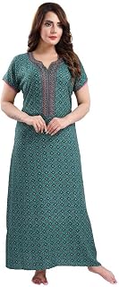Soulemo Women's Cotton, Rayon & Polyester Printed A- Line Maxi Nighty (Alpine) 901 Price In India