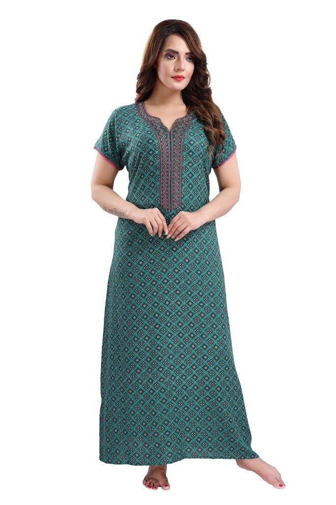 Soulemo Women's Cotton, Rayon & Polyester Printed A- Line Maxi Nighty (Alpine) 901 - Review, Price and Buying Guide
