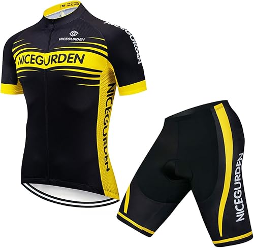 NICEGURDEN manga corta Ciclismo Jersey para hombres Mountain bike ropa 4D acolchado pantalones cortos ciclismo camisa conjunto