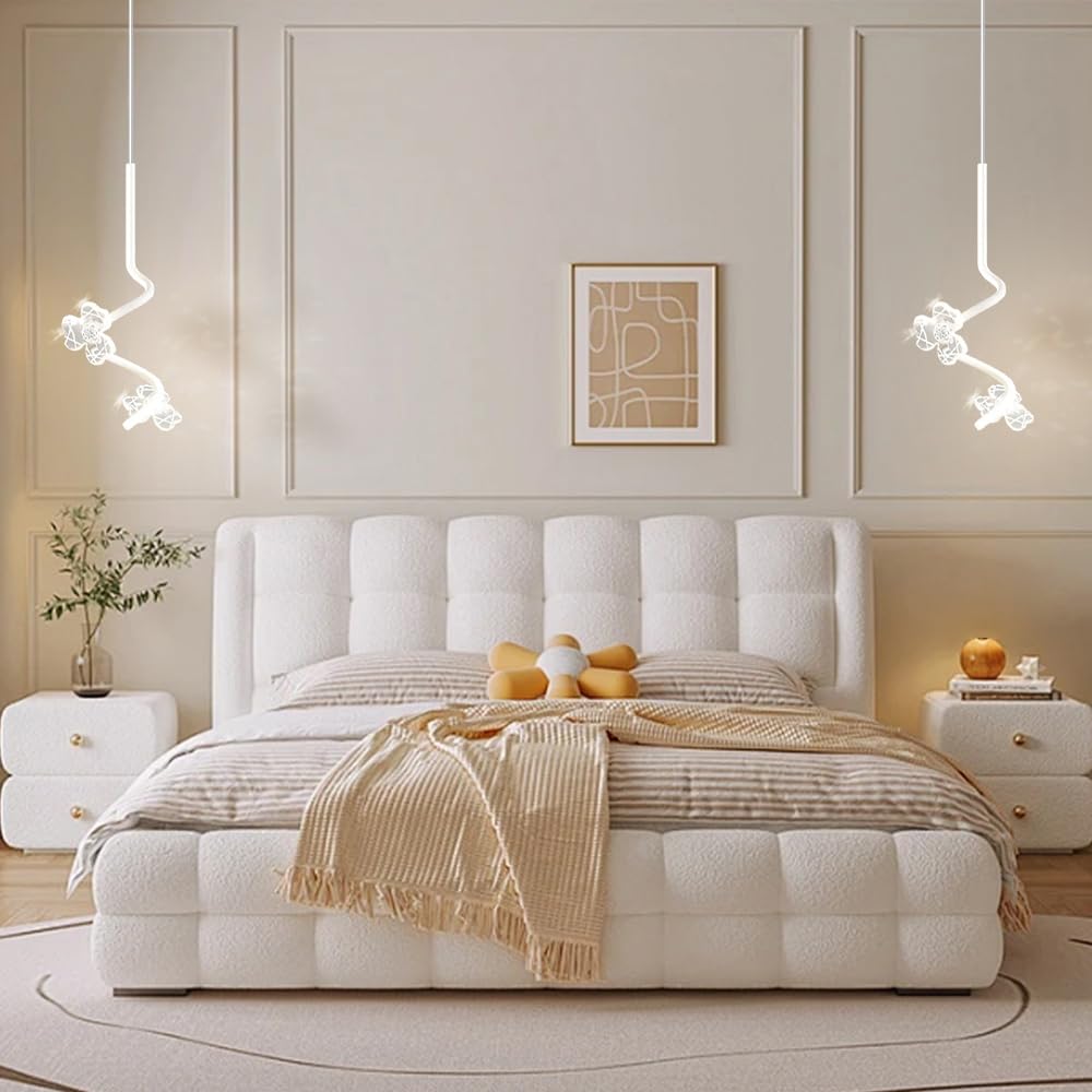 Liniowa spiralna lampa wisząca, ultracienka metalowa lampa wisząca z akrylowym kloszem w kształcie kwiatu, dekoracyjne lampy wiszące przy łóżku, nowoczesna lampa LED Chaner - 18 W - 3 tryby kolorów