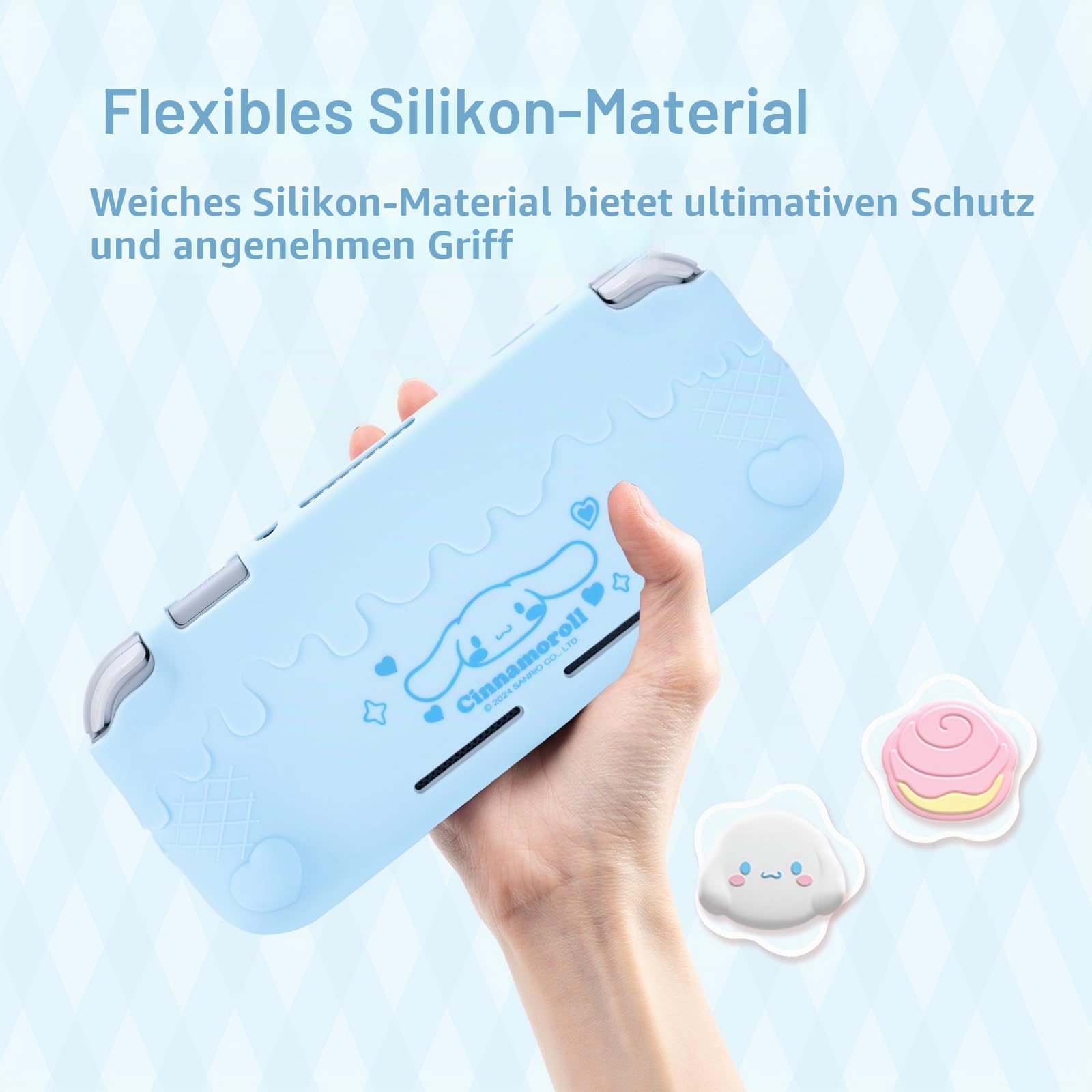 Kuitmor Schutzhülle für Switch Lite, Kratzfeste Schale, weiche Silikonhülle für Switch Lite 2019 mit 2 Daumengriffkappen (Blau)