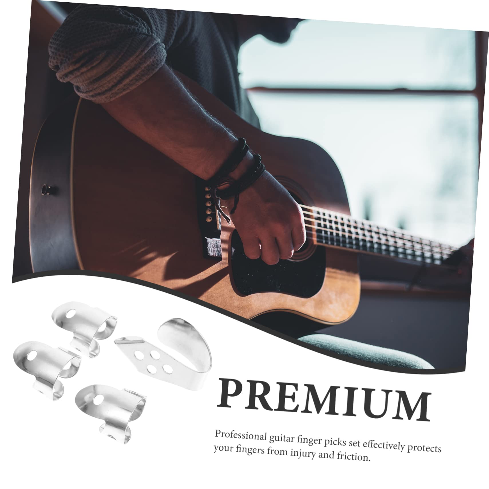 VICASKY 8juegos Púas De Metal Para Guitarra Protector De Dedos Accesorios Para Guitarristas Púas Para Dedo Índice Color Plateado Para Guitarra y Eléctrica