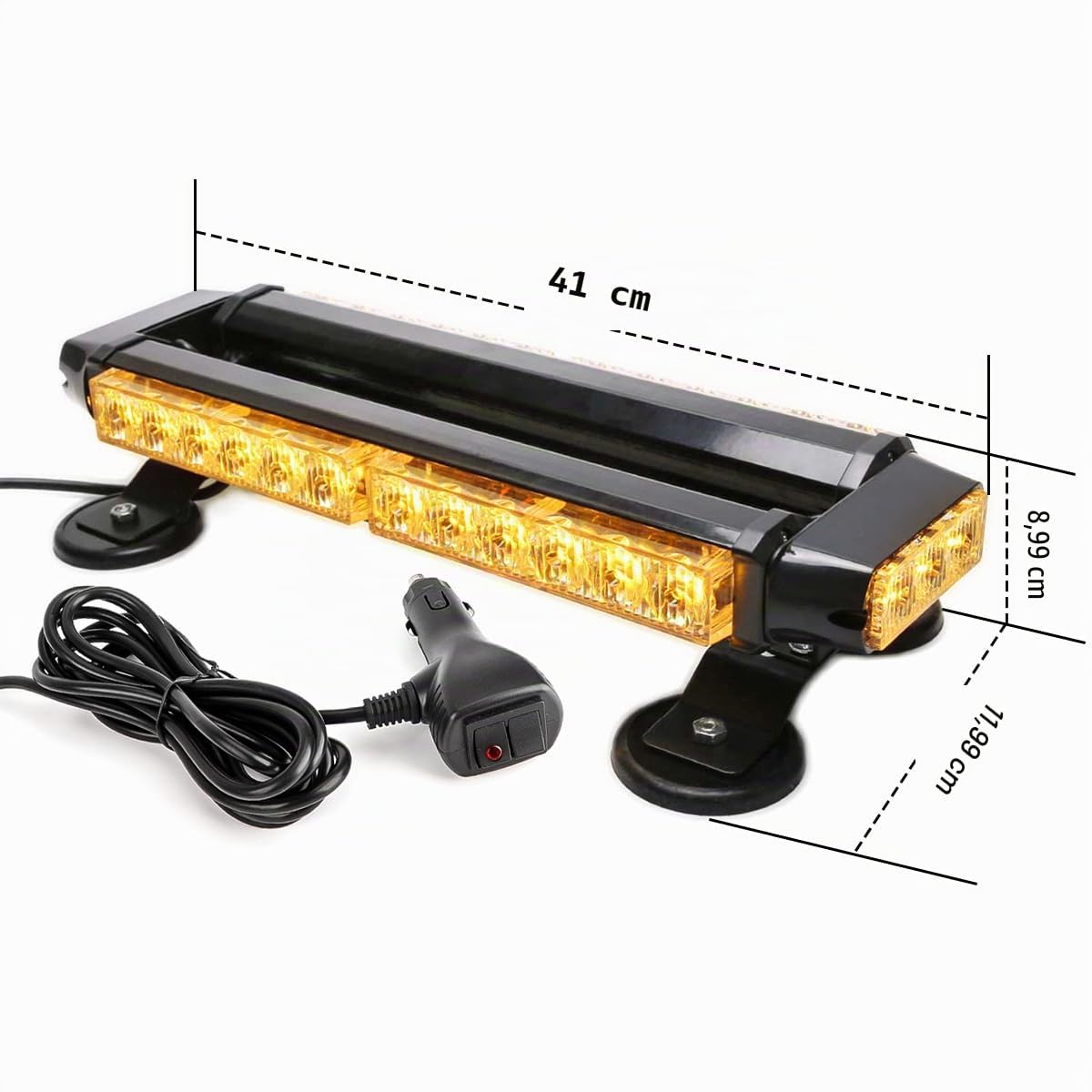 Barre lumineuse clignotante stroboscopique - Rampe Gyrophare de Sécurité 30 LED Haute Intensité pour, éclairage, avertissement de danger d'urgence (ambre)