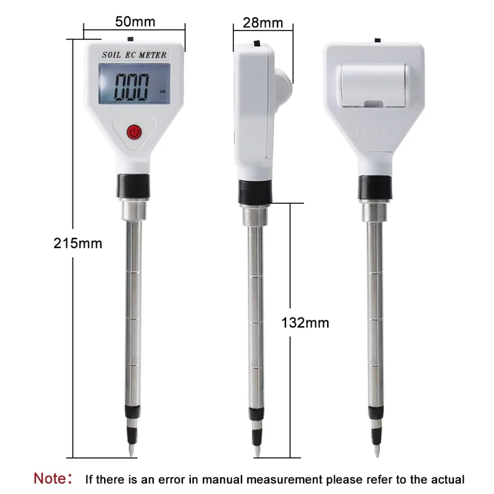 Probador de suelo, Medidor EC de suelo profesional 0-1999us/cm Sonda Metal alta precisión ATC probador conductividad Digital for tierras cultivo jardinería flores