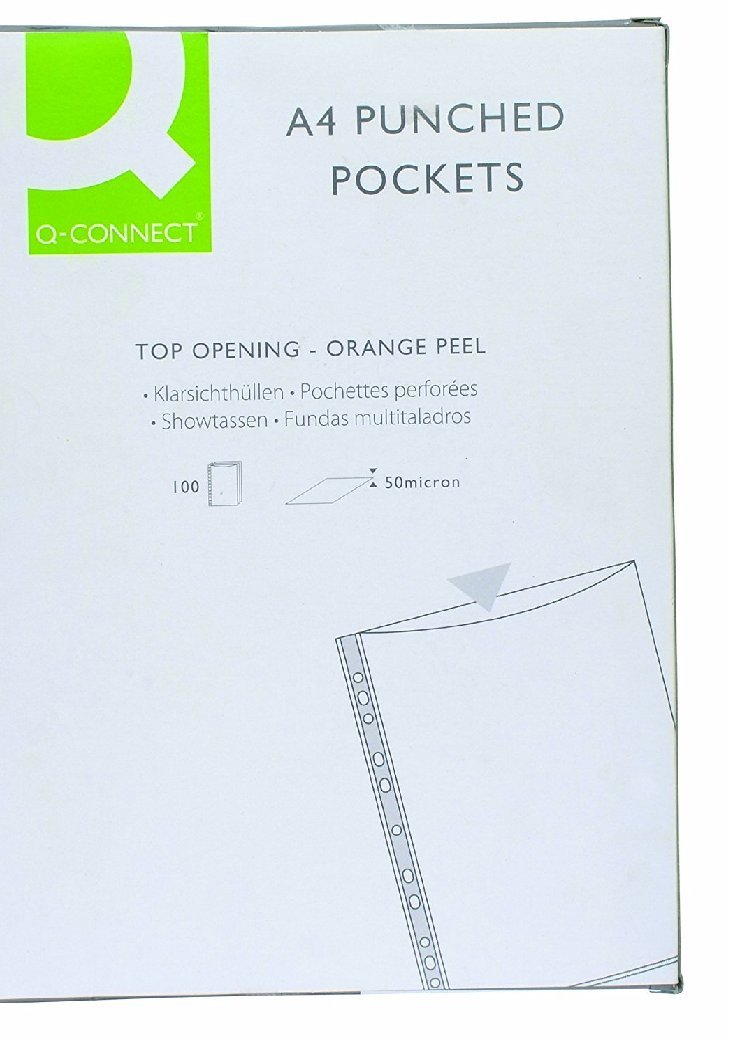 Q Connect Punched Pocket A4 50micron (Pack of 1000)