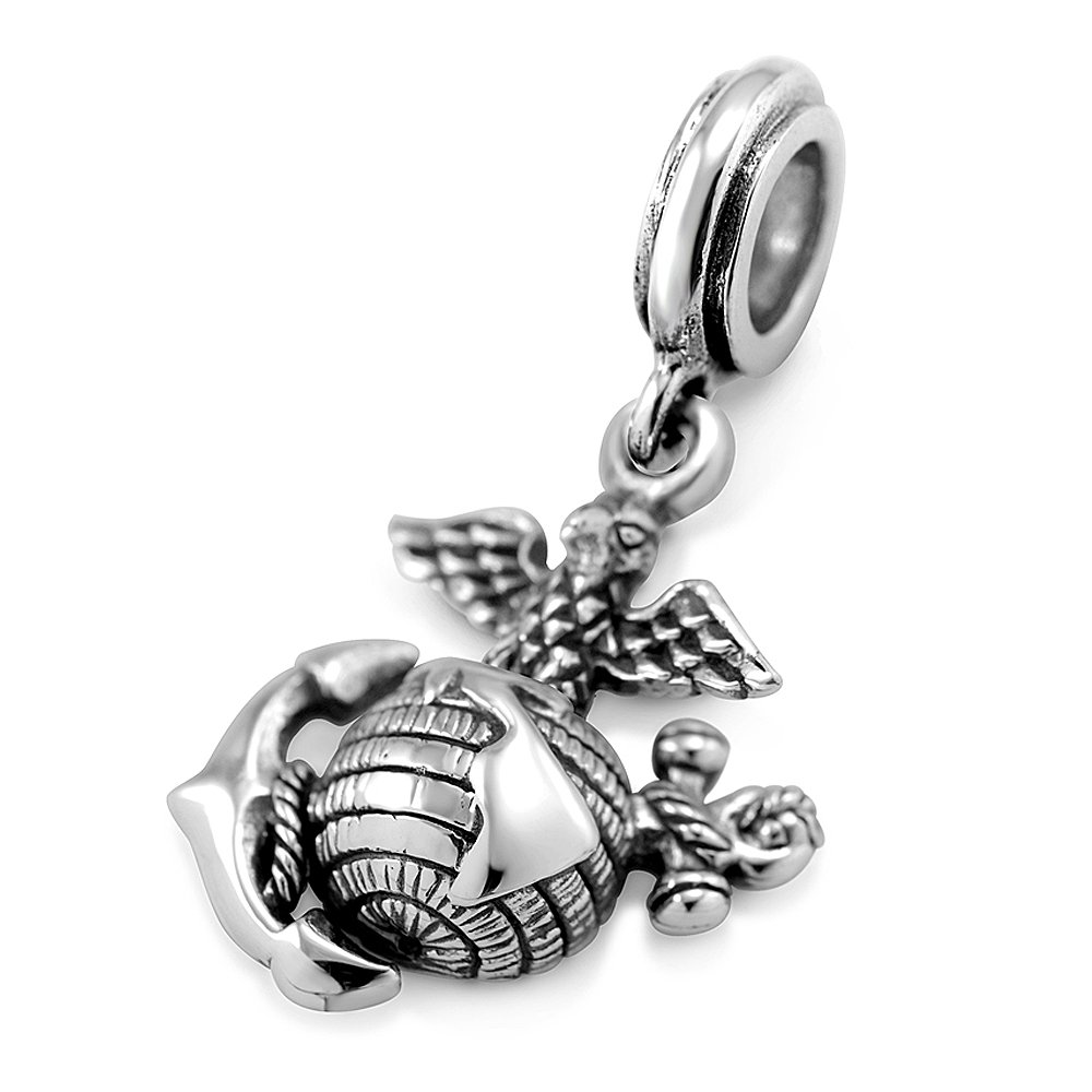925 Sterling Silver 3d Eagle Globe And Anchor Usmc Marine