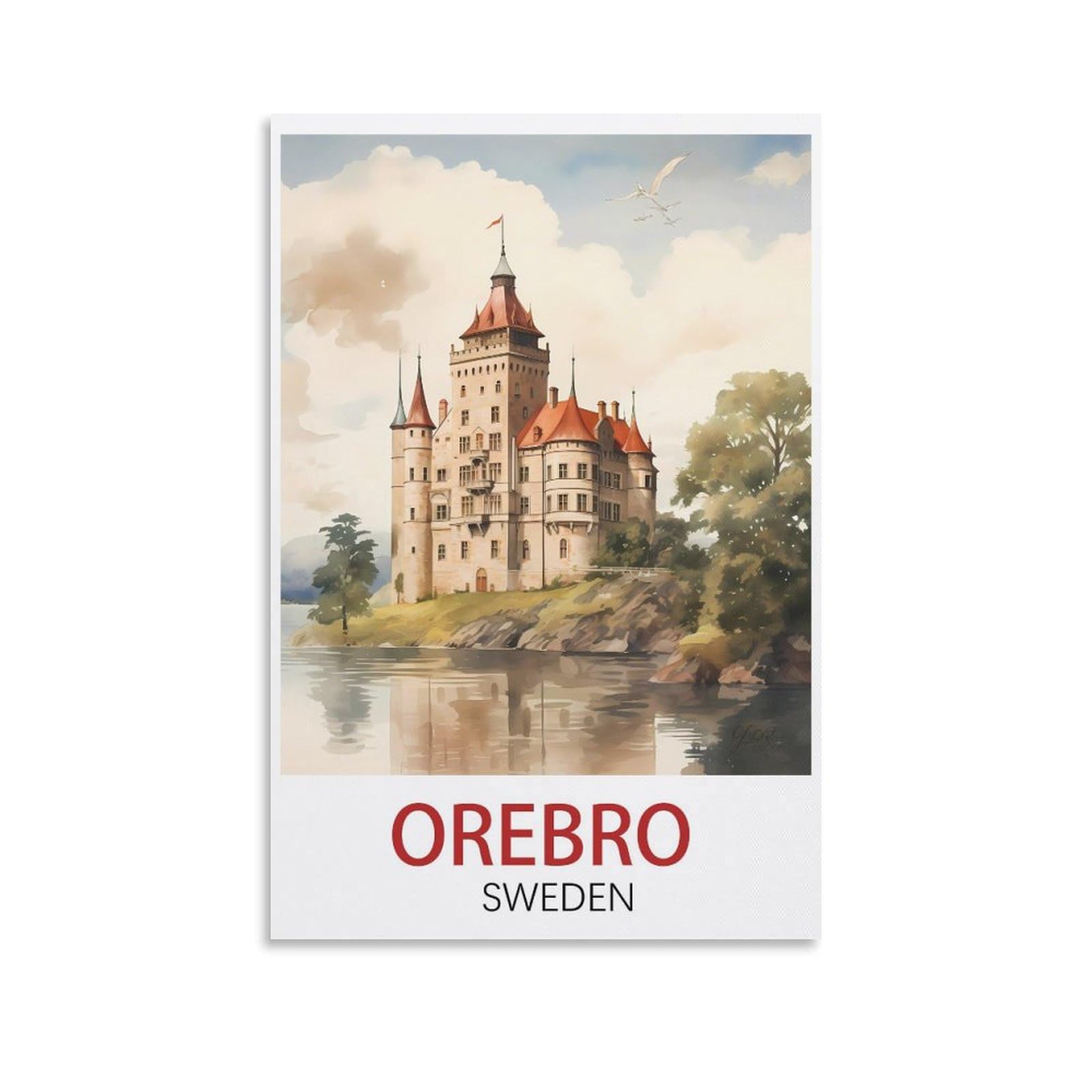 EZMLFA DIY Diamond Painting,Orebro Swedens 5D Landscape Diamond Painting Kits for Adult, Gem Art Crystal Art Kits for Adults, for Home Wall 40x40cm