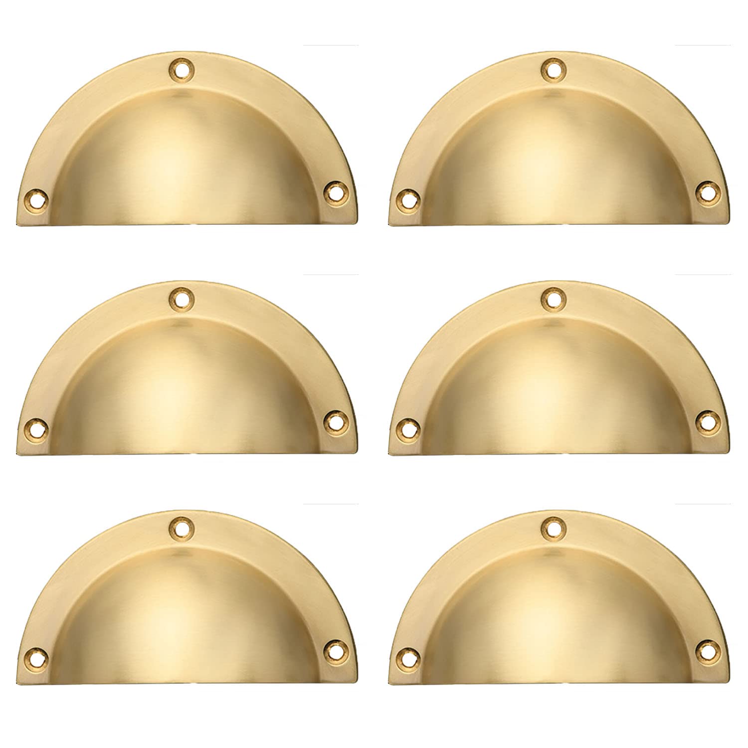 6 Pezzi Retrò Maniglie per Tazze a Conchiglia, Pomello in Ottone Massiccio di Puro Rame, Pomelli per Mobili in Bronzo Antico, per Cabinet, Armadio, Comò, Armadio, Cassetto, con Viti (Matt brushed 【T2