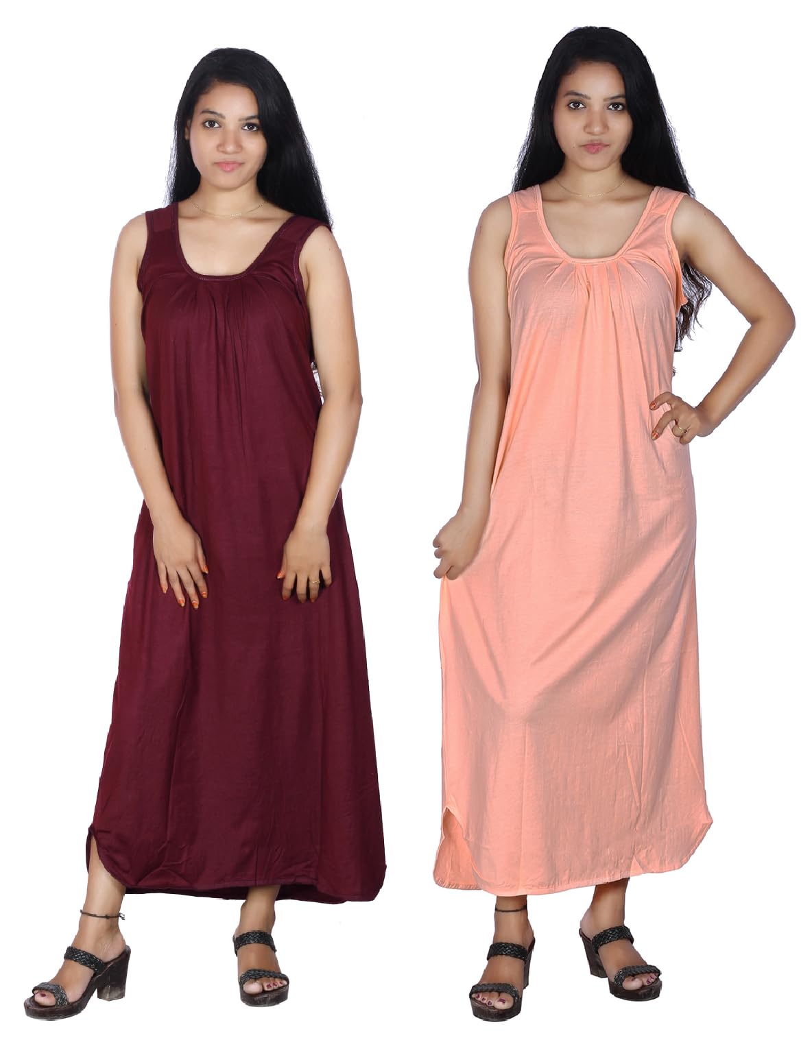 Full Cotton Slip Innerwear for Gown, Nighty, Maxi Long Camisole for Women and Girls (Plain Nighty-P2.)-image-21