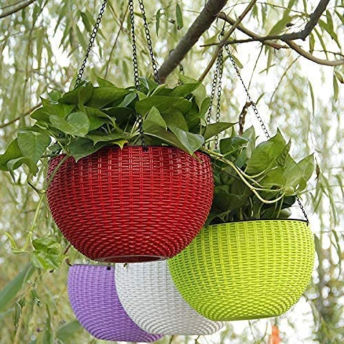 SWASTIK Hanging Plastic Flower Pot and Flower Pot with Chain Plant