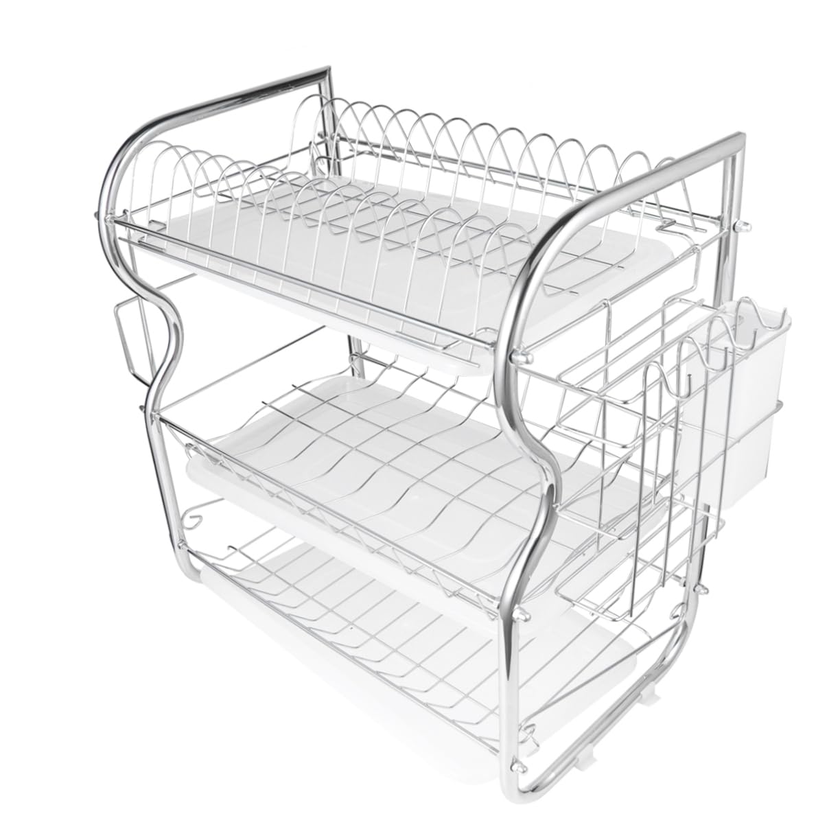 FUNOMOCYA Dish Racks Cutlery Organizer 3 Layer Dish Drainer Kitchen Utensil Rack