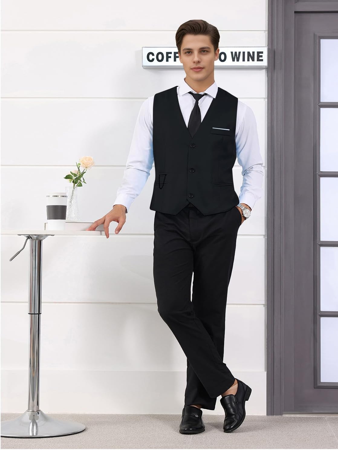 Men's Formal Dress Business Slim Fit Sleeveless Jacket Suit Vest Waistcoat - Image 5