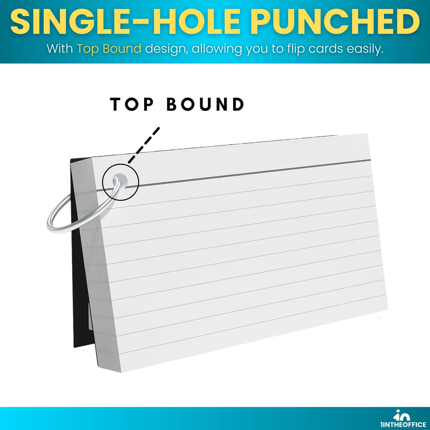 Amazon.com : 1InTheOffice Index Cards with Ring 3x5, Flash Cards with Binder  Ring, Single Hole Punched Notecards, White, 100 Cards : Office Products