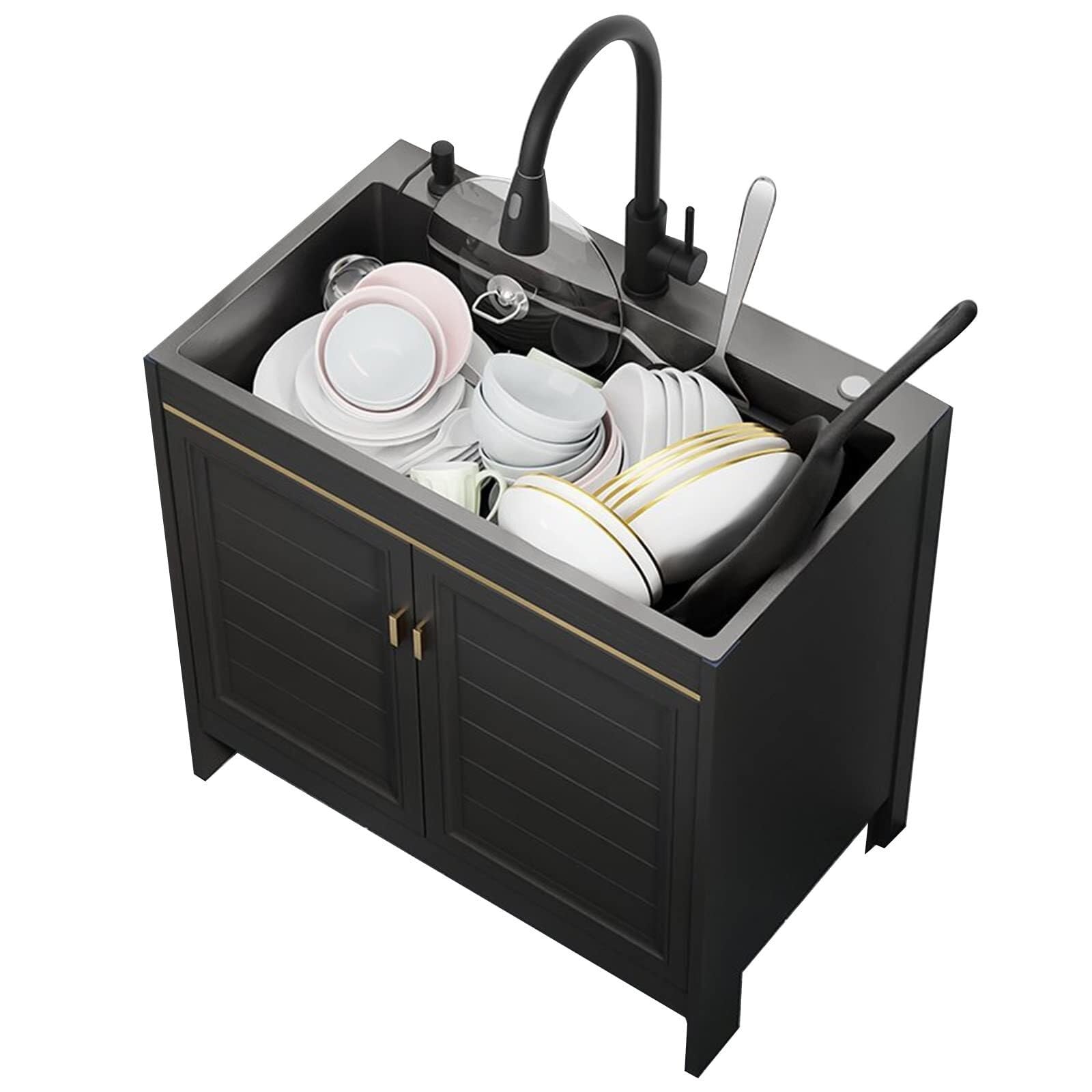 Utility Sink Vanity with Cabinet for Laundry, Kitchen, Garage, Basement, and Shop - Space-Saving Durable