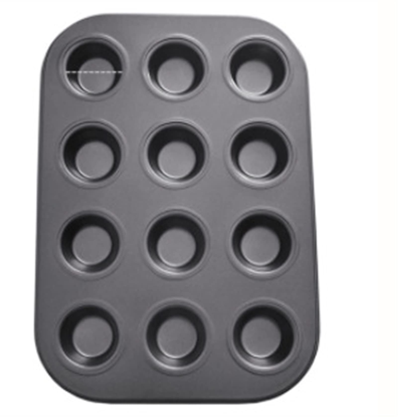 Molde para Muffins de 4, 6 o 12 cavidades, Molde Redondo para Huevos, Bandeja Antiadherente para Hornear，Balck 12