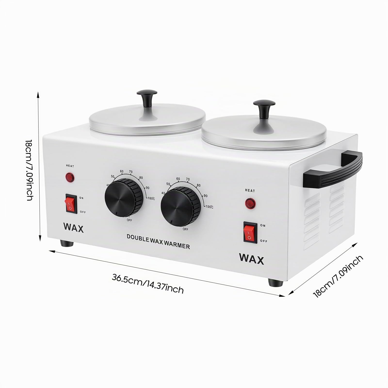 Calentador de cera doble de 200 W, para depilación, calentador de cera caliente, máquina de calentamiento de cera con 2 ollas de 400 ml x 2, calentador de cera profesional de 0 – 100 ℃, control de