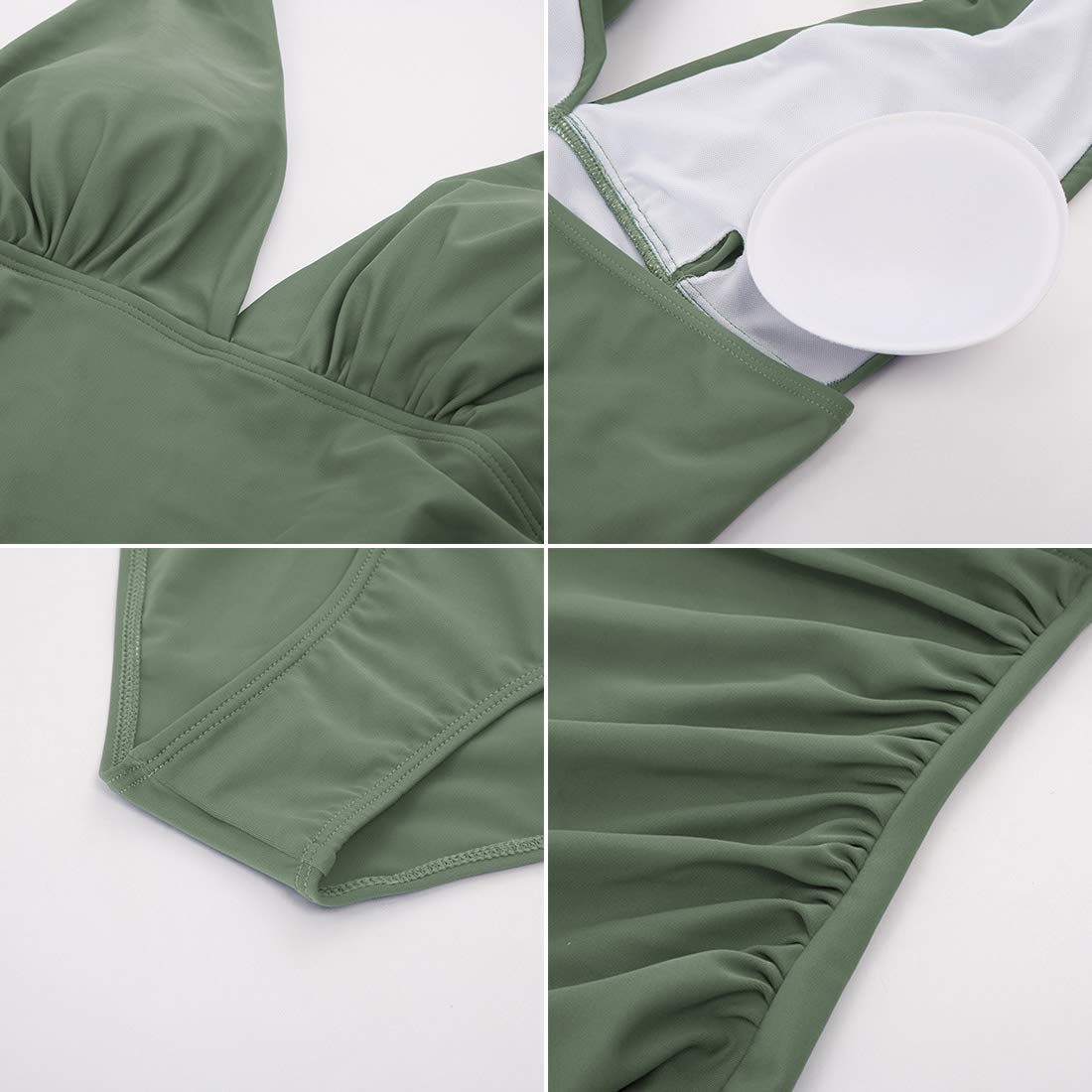 LADYM Einteiler Damen Badeanzug Figurformend V-Ausschnitt Push Up Badeanzüge Sexy Schwimmanzug