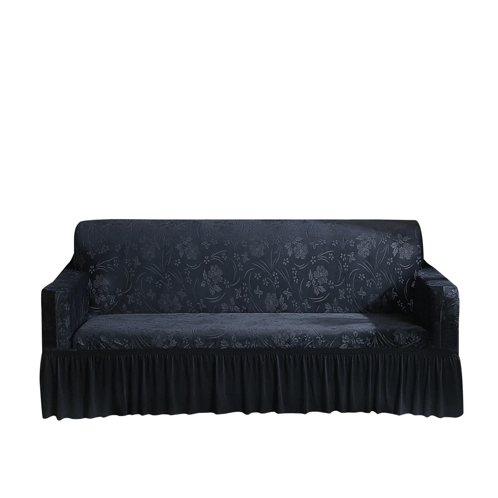 SUBLXPoten Sofa Cover with Skirt Stretch Sofa Cover, Non Slip, Soft Comfort Skirted Couch Slipcover, Furniture Protector(Grey-B,L (190-230CM))