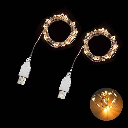 Miniatura 1 de Sokelinn-six Guirnalda de luces LED de 6.6 ft, 20 LED, alimentada por USB, para escritorio, oficina, árbol de Navidad, decoración de fiesta (húmedo,