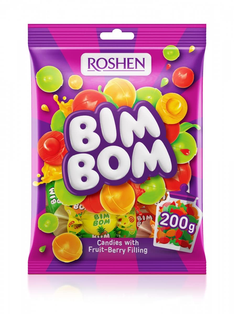 200 G BOMBONES DROPS RELLENO BIM BOM TUTTI FRUTTI ROSHEN - CAJA DE 11 UNIDADES