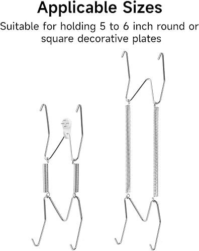 Miniatura 2 de Paquete de 10 ganchos para platos, 5 pulgadas para pared con 12 ganchos, compatibles con platos decorativos de 5 a 6 pulgadas y artes