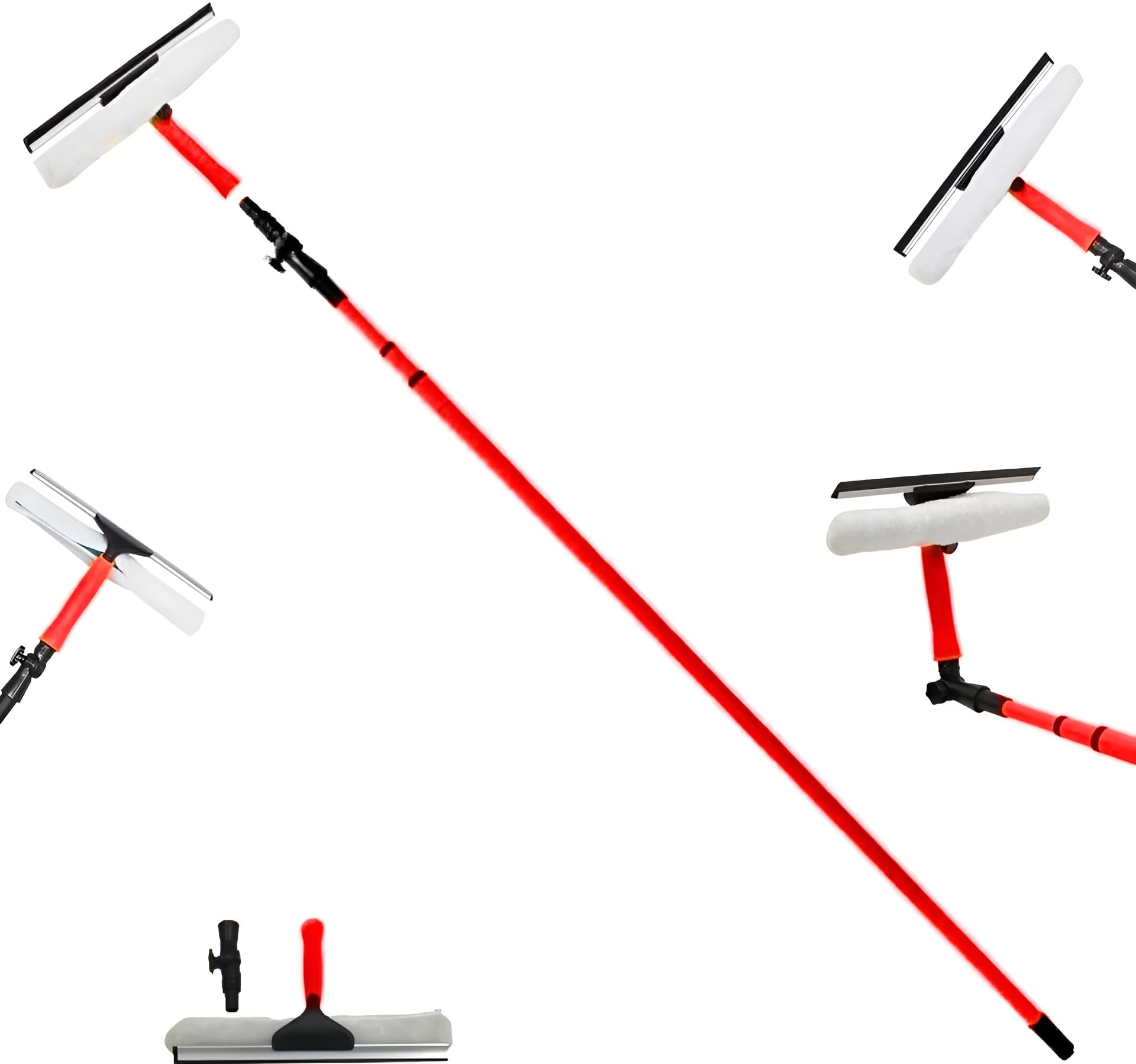 Retaaj Assorterd 3.5M Telescopic Window Cleaner Kit – Extendable Aluminium Pole With Soft Rubber Squeegee & Mop Head – Heavy Duty Window & Glass Cleaning Tool For Home, Conservatory, Outdoor Use