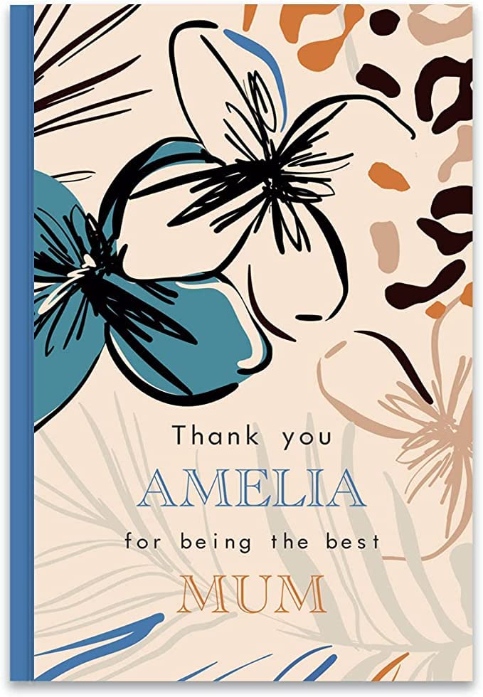 Paper Themes A5 Notebooks Personalised with Name or Text for Men Women and Children Customised Notepads | Gifts for Men & Women | Available in A4 A5 & A6 (Abstract Flora 01)