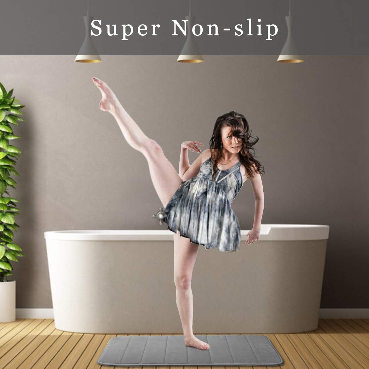 Memory Foam Bath Mat 15.5" X 23" Coral Velvet Super Non-Slip Rapid Water Absorption Soft and Comfortable Easier to Dry Machine Wash Bathroom Mat, Gray : Home & Kitchen