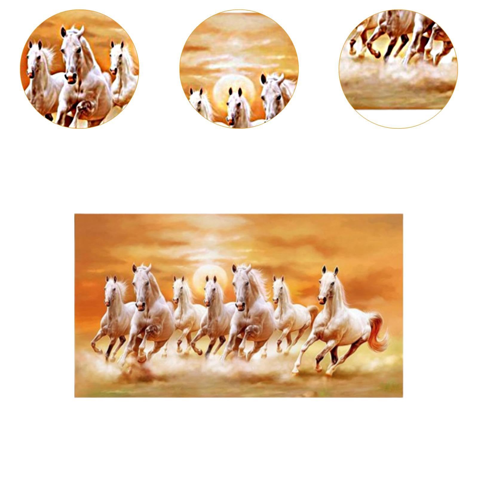 Amazon.co.jp: 7頭の馬の絵キャンバス印刷7馬の馬の絵画壁の装飾