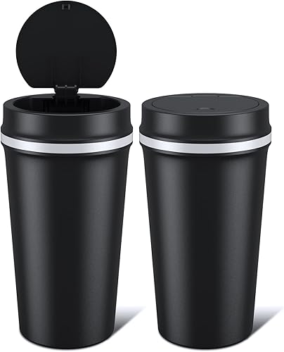 AUJEN Contenedor de basura para automóvil, bote de basura a prueba de fugas con tapa, mini bote de basura portátil para automóvil con 30 bolsas de