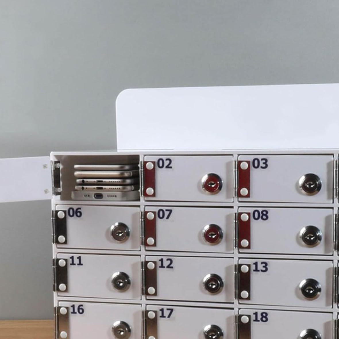 Armario Mural con Cerradura para teléfonos móviles - 40 de acrílico para oficinas y escuelas. Ideal para la stión Segura de Dispositivos móviles y soluces de Seguridad.