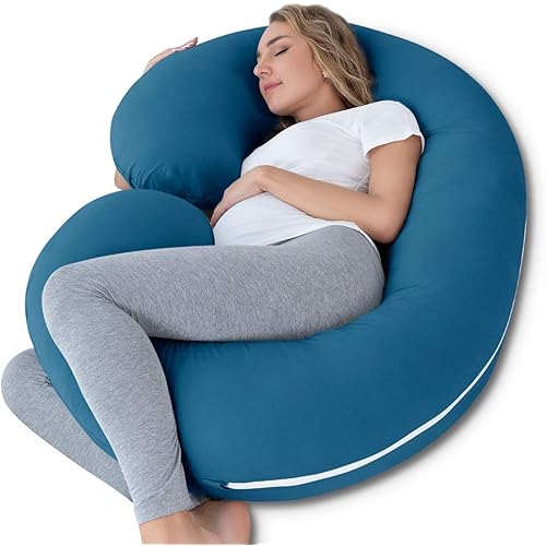 INSEN Pregnancy Body Pillow with Jersey Cover,C Shaped Full Body Pillow for Pregnant Women