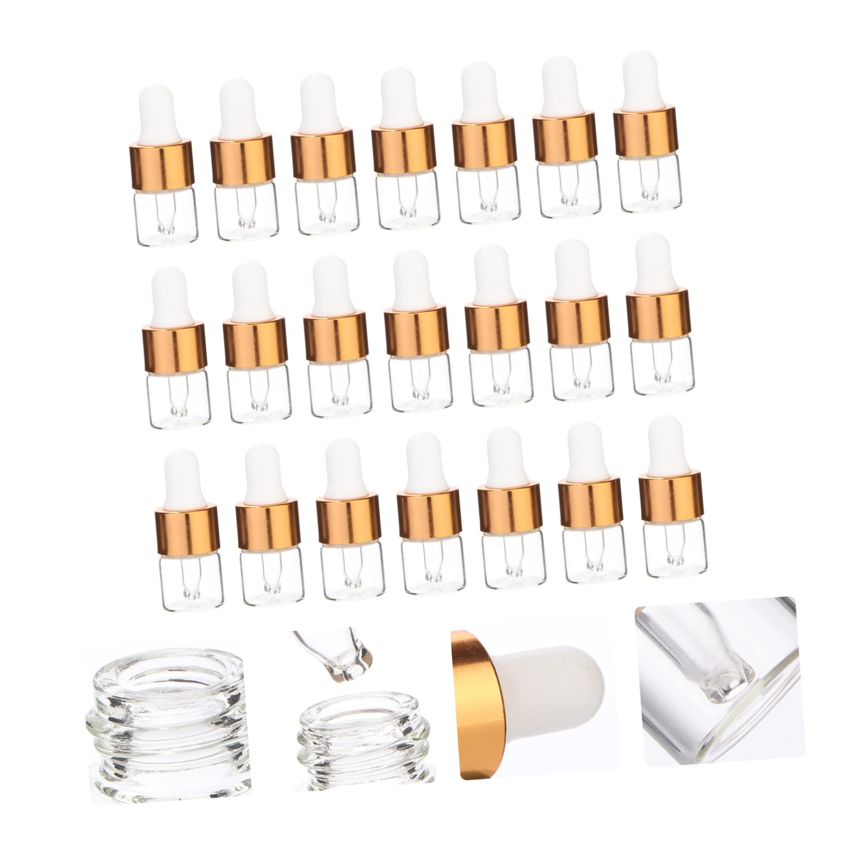 Gatuida Flacone Contagocce per Oli Essenziali 1ml in Vetro 100 Pezzi | Dosaggio Preciso, Ricaricabile e Portatile, per Liquidi e Profumo, per Viaggio D'affari e Famiglia