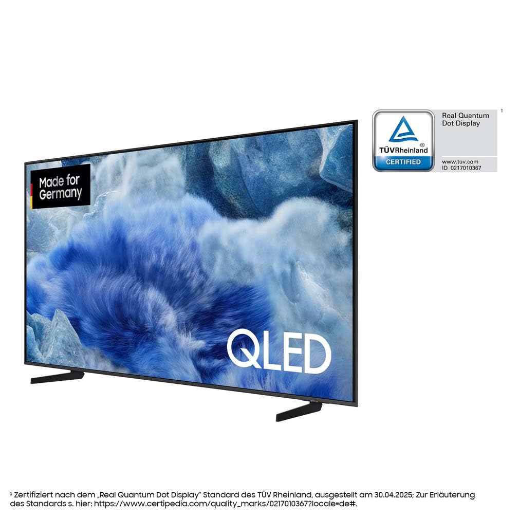 Samsung QLED Q8F 4K 65 Zoll (163 cm) UHD Fernseher, Q4 AI Prozessor, Quantum Dot für Reale Farben, AirSlim Design, Upscaling, Gaming Hub, Kostenlose Inhalte, Smart TV, 2025